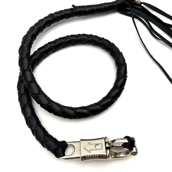 NEW Dream Apparel Black Braided Leather Silver Skull Tassel Get Back Whip 42" - Picture 9 of 11